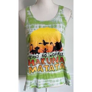 Disney • Green Tie Dyed Lion King Hakuna Matata Tank Top